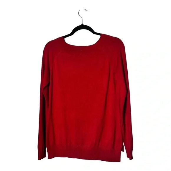 1932. NEW DIRECTIONS LONG SLEEVE SWEATER RED IN COLOR SIZE SMALL KNITTED SLITS - Picture 5 of 7